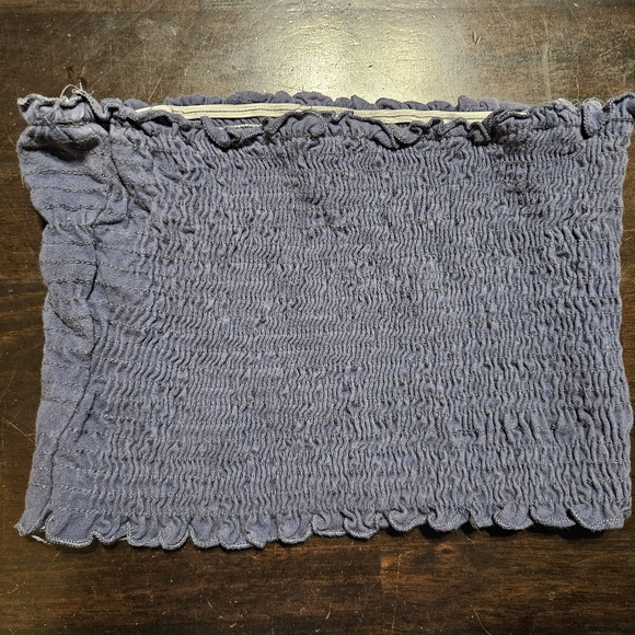 Navy Blue Textured Tube Top - Picture 2 of 3